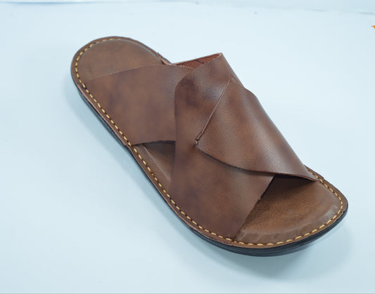 leather Slippers Brown shade